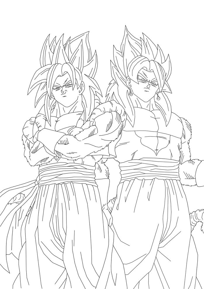 Coloriage Vegeto ssj4 et Gogeta